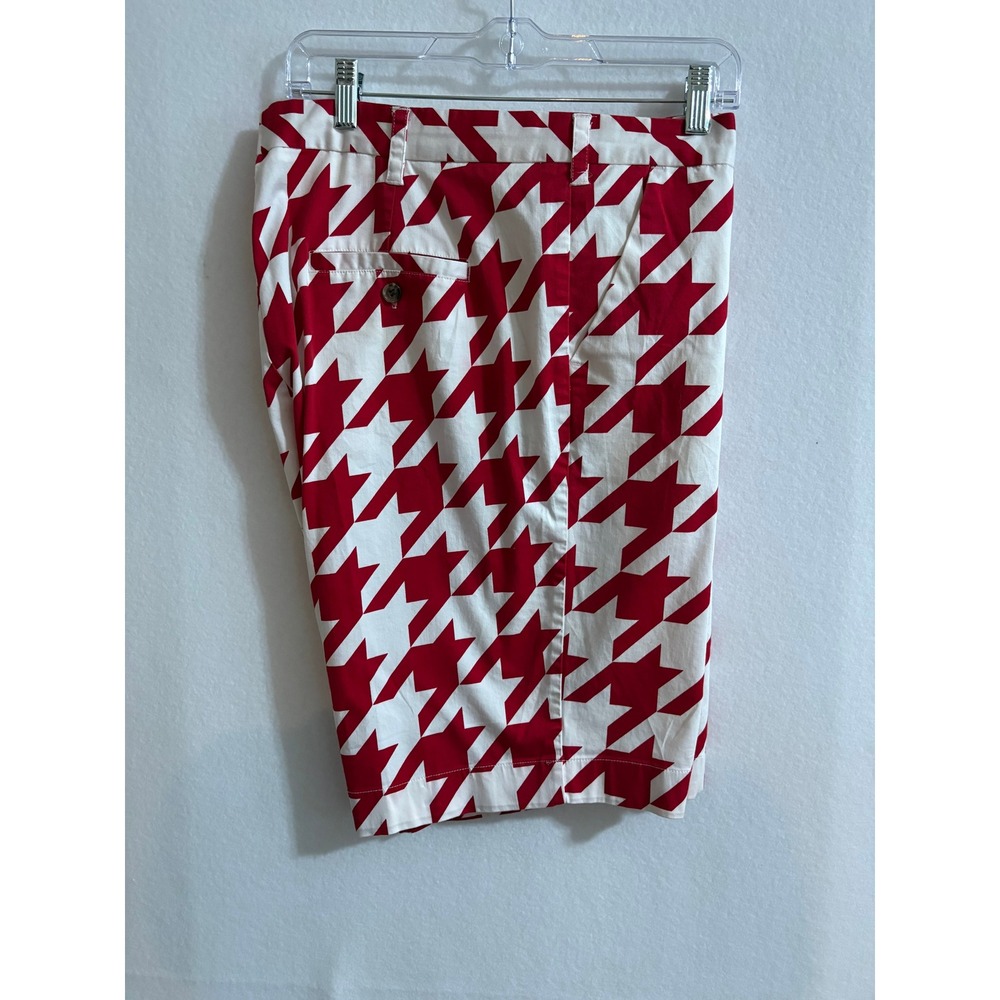Loudmouth Golf Mens Red White Oversized Houndstooth Shorts Size 42 Cotton Lycra